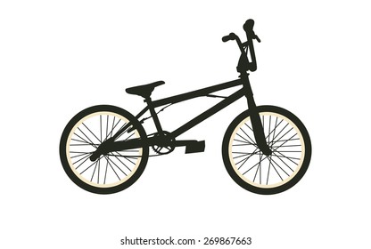 BMX Bike. Black Silhouette on White Background. Isolated Vector Illustration