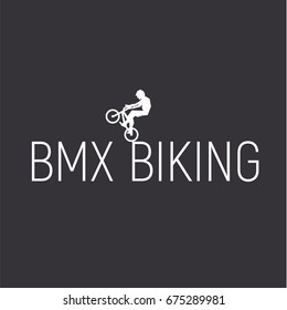 Bmx bike logo guy on a bicycle in a jump, extreme sport vector illustration of a flat art