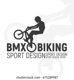 Bmx bike logo guy on a bicycle in a jump, extreme sport vector illustration of a flat art