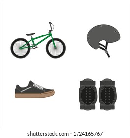 bmx bike riding objects on white background