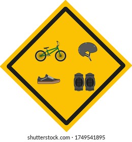 objetos de equitación de bmx sobre fondo blanco