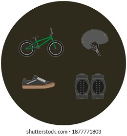 bmx bike riding objects on white background