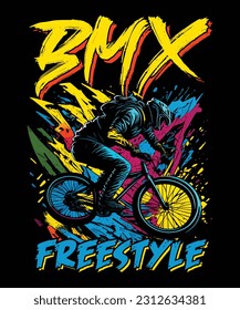 Plantilla de vectores de diseño de camisetas de bicicleta BMX