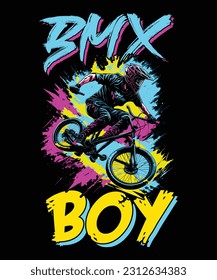 Plantilla de vectores de diseño de camisetas de bicicleta BMX