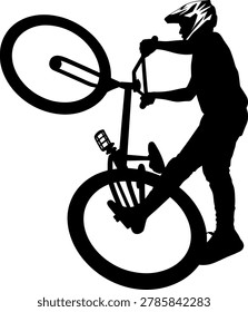 BMX Biker Doing Wheelie Trick Silhouette