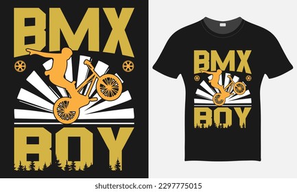 BMX Boy - BMX Bike Vector - BMX Bike T-shirt Design Template