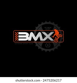 bmx club, tee shirt graphic print.extreme sport.