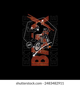 bmx club, tee shirt graphic print.extreme sport.