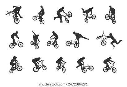 Bmx cycling silhouette, Bmx stunt silhouette, Bmx cyclist silhouette,  Bmx silhouette
