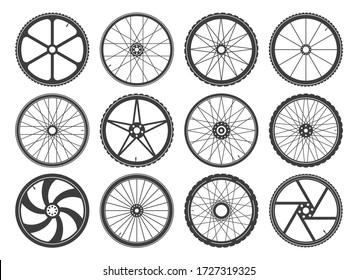 Bmx cycling wheels. Trekking bike or mountain bicycle wheel set isolated on white background, sport vehicle active travel tourism equipment