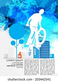 BMX cyclist performing stunt, EPS 10.vector 