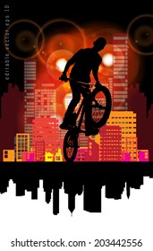 BMX cyclist performing stunt, EPS 10.vector 
