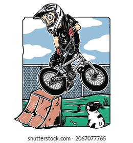 Bmx Freestyle Bike Extreme Sports Illustration Vector Design Graphic T Shirt 