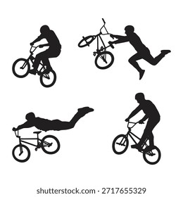 BMX Freestyle Riders Realizando Trucos Silueta