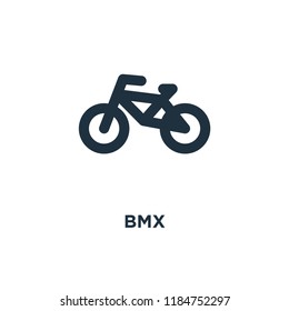 Bmx icon. Black filled vector illustration. Bmx symbol on white background. Can be used in web and mobile.