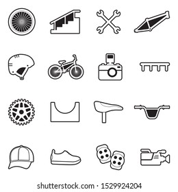 BMX Icons. Line With Fill Design. Vector Illustration.