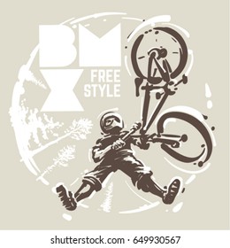 Bmx jump. Sketch style vector illustration
