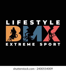 BMX Lifestyle Extreme Sport Bicycle Colorful Retro Logotype
