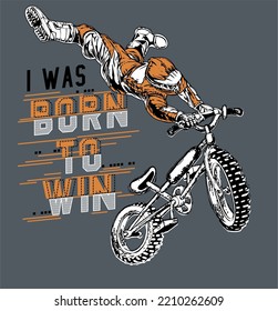 BMX PRO rider born to win vector design for kids