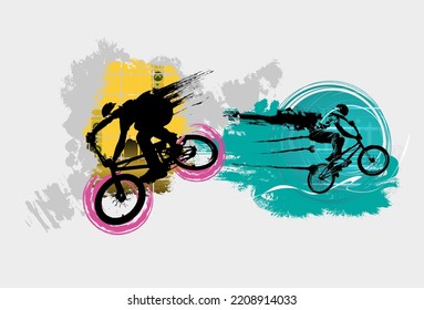BMX rider, active young person doing tricks on a bicycle