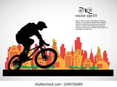 BMX rider, active young person doing tricks on a bicycle