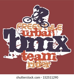 Bmx rider - Grunge vector artwork for boy sportswear in custom colors