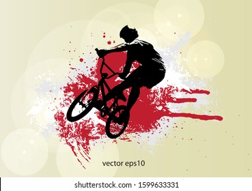 BMX rider on the abstract background, sport vector