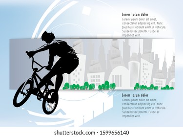 Viajero BMX sobre el fondo abstracto, vector deportivo
