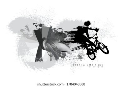 BMX rider on the abstract background, sport vector