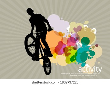 BMX rider on the abstract background, sport vector