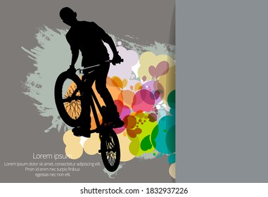 Viajero BMX sobre el fondo abstracto, vector deportivo