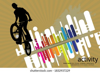 BMX rider on the abstract background, sport vector