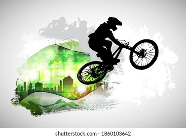 BMX rider on the abstract background, sport vector