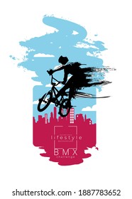 BMX rider on the abstract background, sport vector