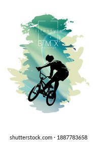 BMX rider on the abstract background, sport vector