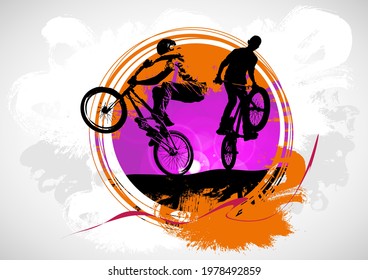 BMX rider on the abstract background, sport vector