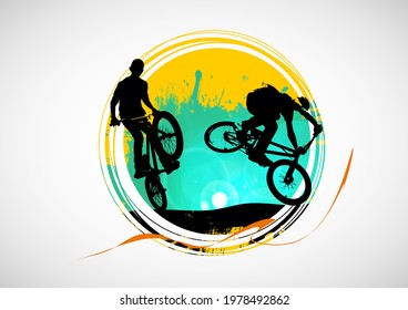 BMX rider on the abstract background, sport vector