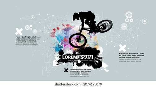 BMX-Fahrer auf abstraktem Hintergrund, SportVektorgrafik