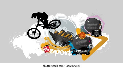 BMX rider on the abstract background, sport vector