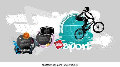 BMX rider on the abstract background, sport vector