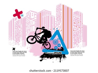 BMX rider on the abstract background, sport vector