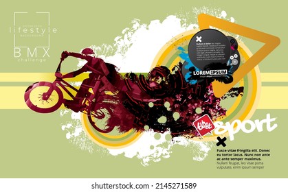 Viajero BMX sobre el fondo abstracto, vector deportivo