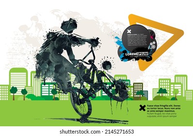 BMX rider on the abstract background, sport vector