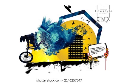 BMX rider on the abstract background, sport vector