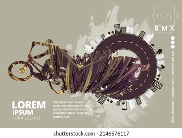 BMX rider on the abstract background, sport vector