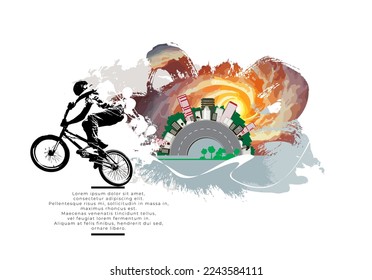 BMX rider on the abstract background, sport vector