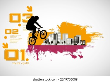 BMX rider on the abstract background, sport vector