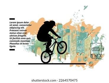 BMX rider on the abstract background, sport vector