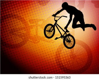 Bmx Stunt Cyclist On The Abstract Background 