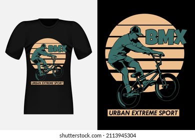 Bmx Urban Extreme Sport Silhouette Vintage T-Shirt Design